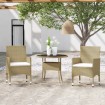 Juego de comedor para jardín de 3 piezas ratán sintético beige