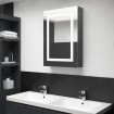 Armario de baño con espejo LED gris brillante 50x13x70 cm