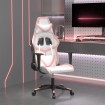 Silla gaming de masaje cuero sintético blanco y rosa