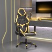 Silla gaming de masaje cuero sintético negro y dorado