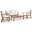 Set de muebles de jardín 4 pzs y cojines madera maciza acacia