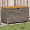 Caja de almacenaje jardín madera acacia ratán gris 110x55x63 cm