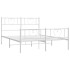 Estructura cama metal con cabecero y estribo blanco 135x190