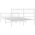 Estructura cama metal con cabecero y estribo blanco 135x190