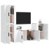 Set de muebles de TV 4 pzas madera contrachapada blanco