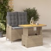 Set comedor de jardín 2 pzas con cojines ratán sintético beige