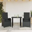 Set comedor de jardín 3 pzas con cojines ratán sintético negro