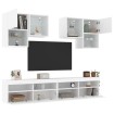 Mueble de pared de TV con luces LED 6 piezas blanco