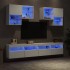 Mueble de pared de TV con luces LED 6 piezas