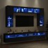 Mueble de pared de TV con luces LED 8 piezas