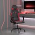 Silla gaming de masaje cuero sintético negro y rojo vino