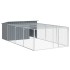 Caseta perros con corral acero galvanizado gris 197x396x110