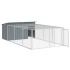 Caseta perros con corral acero galvanizado gris 197x396x110