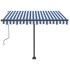 Toldo de pie retráctil manual azul y marrón 350x250