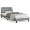 Estructura de cama con cabecero de tela gris claro 90x190 cm