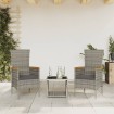 Set comedor de jardín 3 piezas con cojines ratán sintético gris