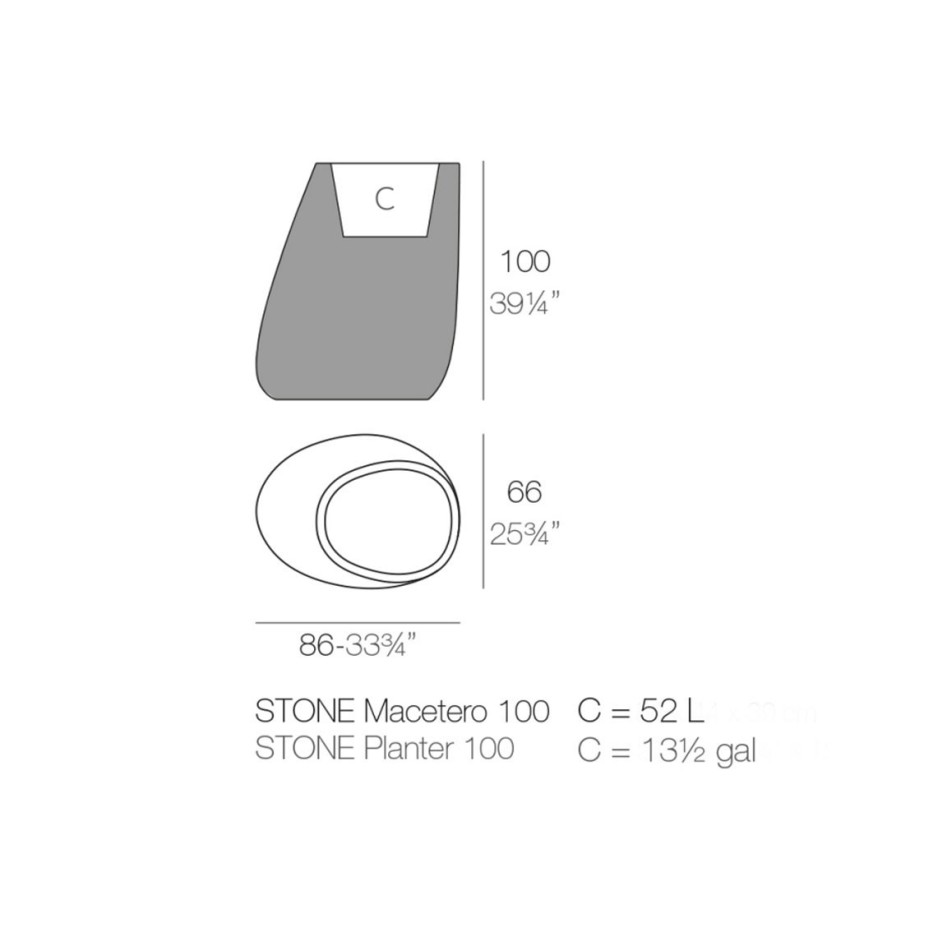 Macetero de diseño, modelo Stone 60x46x70