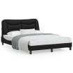 Estructura de cama con cabecero cuero sintético negro 140x190cm