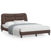 Estructura de cama cabecero cuero sintético marrón 140x190 cm