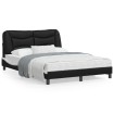 Estructura cama cabecero cuero sintético negro blanco 140x200cm