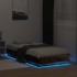 Estructura de cama con luces LED roble ahumado 75x190