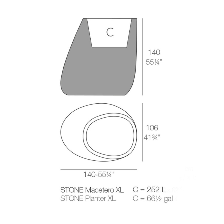 Macetero de diseño, modelo Stone 60x46x70