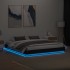 Estructura de cama con luces LED negro 200x200