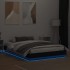 Estructura de cama con luces LED negro 150x200