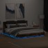 Estructura de cama cabecero luces LED roble ahumado 160x200