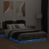 Estructura de cama cabecero luces LED roble ahumado 120x200