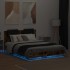 Estructura de cama cabecero luces LED roble ahumado 140x190