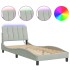 Estructura cama con luces LED terciopelo gris claro 90x190