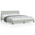 Estructura cama con luces LED terciopelo gris claro 180x200