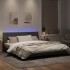 Estructura cama con luces LED terciopelo gris claro 180x200