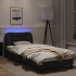 Estructura de cama con luz LED cuero sintético negro 90x190