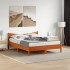 Estructura cama con cabecero madera pino marrón cera 160x200