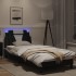 Estructura cama con LED cuero sintético negro y blanco