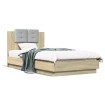 Estructura de cama cabecero luces LED roble Sonoma 75x190 cm