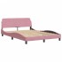 Estructura de cama con cabecero de terciopelo rosa 120x200