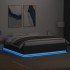 Estructura cama con luces LED madera ingeniería negro