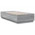 Estructura de cama con luces LED madera gris Sonoma 90x200