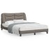 Estructura de cama con luces LED tela gris taupe 120x200