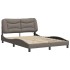 Estructura de cama con luces LED tela gris taupe 120x200