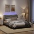 Estructura de cama con luces LED tela gris taupe 120x200