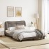 Estructura de cama con luces LED tela gris taupe 120x200