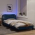 Estructura de cama con luces LED tela azul 100x200