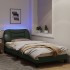 Estructura de cama con luces LED tela gris oscuro 90x200