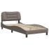 Estructura de cama con luces LED tela gris taupe 90x200