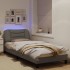 Estructura de cama con luces LED tela gris taupe 90x200