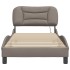 Estructura de cama con luces LED tela gris taupe 90x200